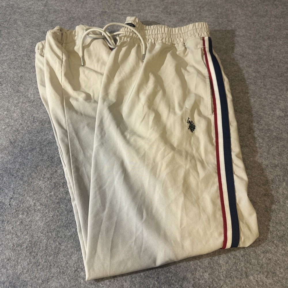 U.S. Polo Assn. Jogger Pants- Tricolor Side Stripes & Embroidered Logo Women L